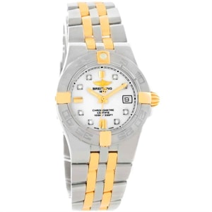 Breitling 18K Yellow Gold White Stainless Steel and Diamond Galactic B71340 Women's Wristwatch 30MM