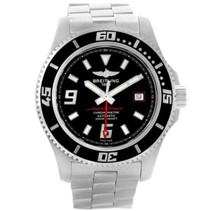 Breitling Black Stainless Steel Aeromarine Superocean A17391 Men's Wristwatch 44MM