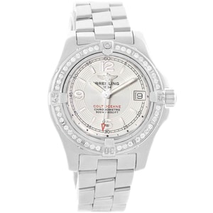 Breitling Silver Stainless Steel and Diamond Colt Oceane A77380 Women's Wristwatch 33.2MM