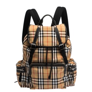 Burberry Beige/Black House Check Canvas and Leather Rucksack Backpack