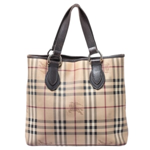 Burberry Beige/Brown Haymarket Check PVC and Leather Regent Tote