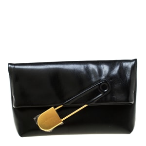 Burberry Black Leather Pin Clutch