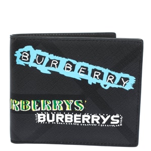 Burberry Black Printed Check Coated Canvas Bill Bifold Wallet