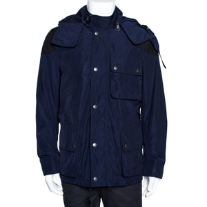 Burberry Brit Navy Blue Zip Front Hooded Jacket M