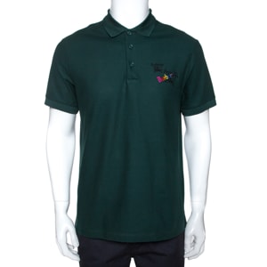 Burberry Green Triple Archive Logo Embroidered Cotton Polo T-Shirt M