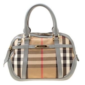 Burberry Grey House Check Fabric and Leather Orchard Bowler Bag