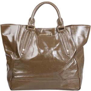 Burberry Khaki/Brown Patent Leather Somerford Tote Bag