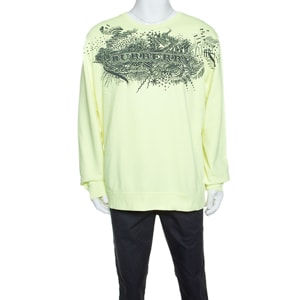 Burberry Neon Yellow Doodle Printed Cotton Sweatshirt XXXL