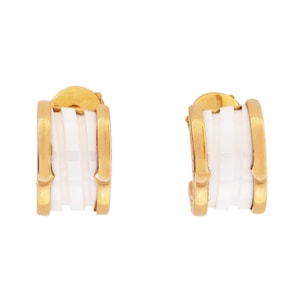 Bvlgari B.Zero1 White Ceramic 18K Rose Gold Earrings