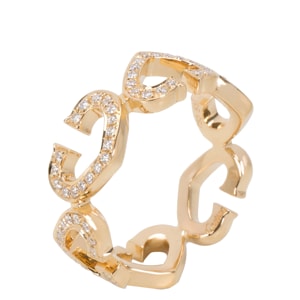 Cartier 18K Yellow Gold Diamond C Heart of Cartier Ring Size 53