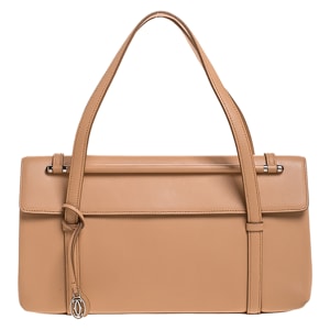 Cartier Beige Leather Cabochon Flap Shoulder Bag