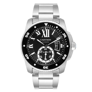 Cartier Black Stainless Steel Calibre Automatic W7100057 Men's Wristwatch 42 MM