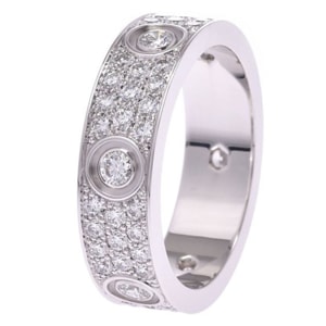 Cartier Love Diaonds Pave 18K White Gold Ring Size 62
