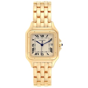 Cartier Silver 18K Yellow Gold Panthere W25014B9 Women's Wristwatch 29MM