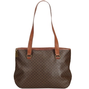 Celine Brown PVC Plastic and Leather Macadam Tote
