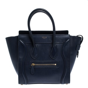Celine Navy Blue Leather Micro Luggage Tote