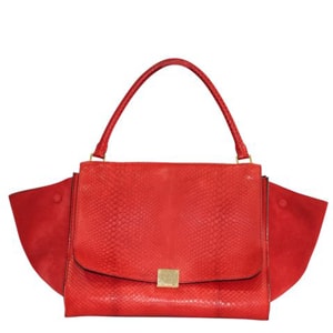 Celine Red Snake Leather Trapeze Bag