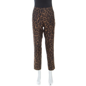 CH Carolina Herrera Bicolor Leopard Pattern Jacquard Tapered Pants L