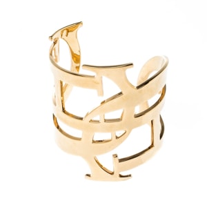 CH Carolina Herrera Initial Gold Tone Wide Open Cuff Bracelet