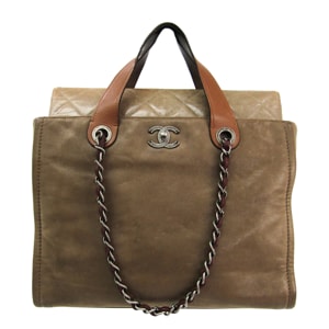 Chanel Beige/Brown Leather Shoulder Bag