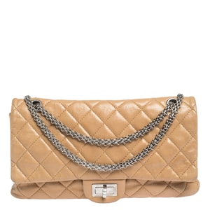 Chanel Beige Quilted Iridescent Leather Reissue 2.55 Classic 227 Flap Bag