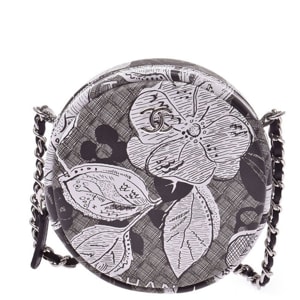 Chanel Black Botanical Print PVC Chain Pochette