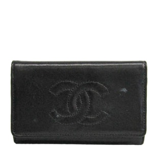 Chanel Black Leather 6 Key Case