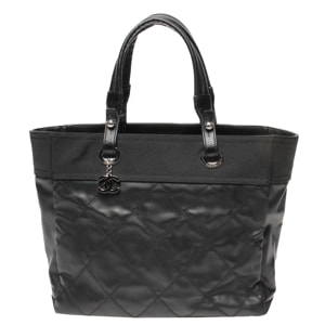 Chanel Black Leather Nylon Paris Biarritz Tote Bag
