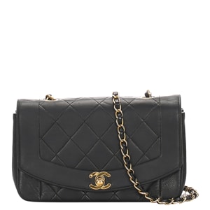 Chanel Black Quilted Leather Diana Flap Crossbody Bag