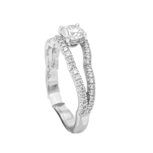 Chanel Camelia 18K White Gold Diamonds Ring Size 53 Gia Certificate