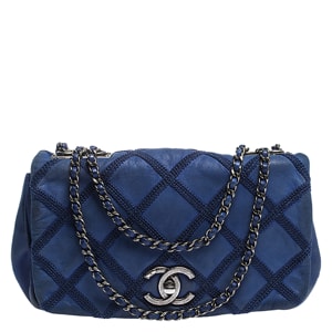 Chanel Electric Blue Diamond Stitch Leather Mini Flap Bag