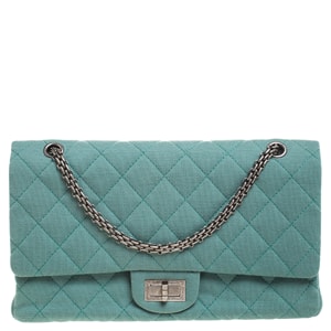 Chanel Green Quilted Jersey Reissue 2.55 Classic 227 Flap Bag