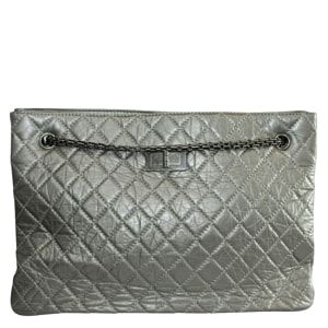 Chanel Grey Quited Leather Metallic Reissue 2.55 Bag