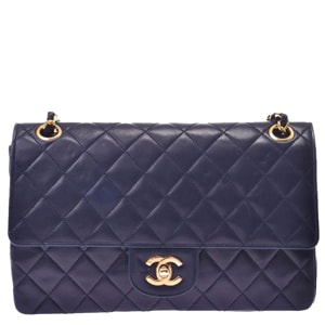 Chanel Navy Blue Quilted Leather Classic Double Flap Shoulder Bag
