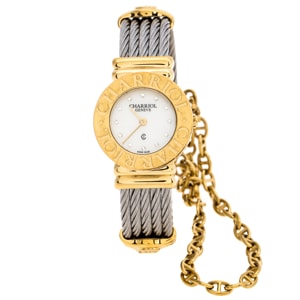 Charriol White Mother of Pearl Stainless Steel Gold Plated St-Tropez Ref.028/2 Women's Wristwatch 24.50 mm