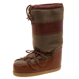 Chloe Brown Leather And Wool Fabric Moon Boots Size 38