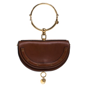 Chloe Brown Leather Small Nile Bracelet Minaudière Bag
