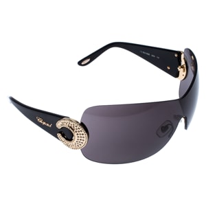 Chopard Grey SCH 939 S Crystal Embellished Shield Sunglasses