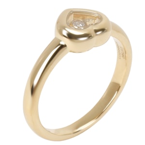 Chopard Happy Hearts Diamond 0.05 CTW 18K Yellow Gold Ring Size 50.5
