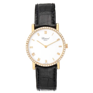 Chopard White 18K Yellow Gold Diamonds Classique 3154 Men's Wristwatch 34 MM