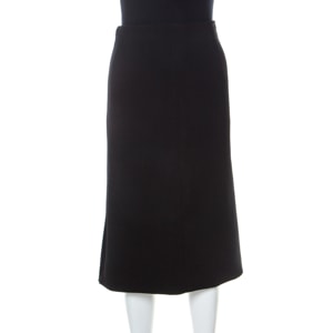 Christian Dior Black Textured Wool High Waist Pencil Skirt L