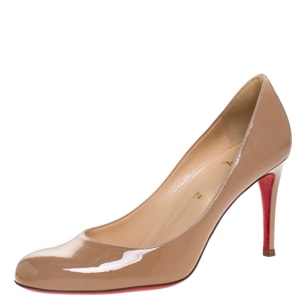 Christian Louboutin Beige Patent Leather Miss Gena Pumps Size 37