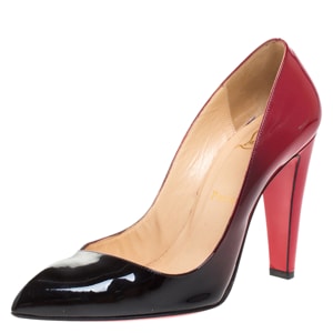 Christian Louboutin Black/Red Ombre Patent Leather Corneille Pointed Toe Pumps Size 37.5