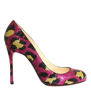 Christian Louboutin Pink Sequin Shinny Canvas Pumps Size40