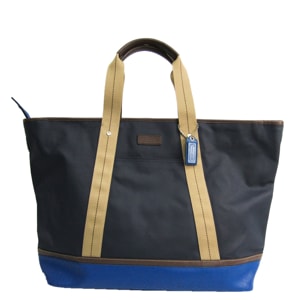 Coach Beige/Navy Nylon And Canvas Weekend Tote