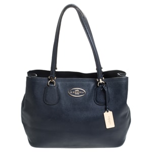 Coach navy blue leather kitt carryall satchel