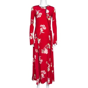 Diane von Furstenberg Red Silk Paneled Bias Floor Length Dress XS