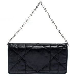 Dior Black Cannage Leather Chain Wallet