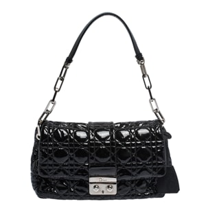 Dior Black Cannage Patent Leather Medium New Lock Shoulder Bag
