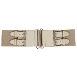 Dolce and Gabbana Beige Canvas and Leather Elastic Waist Belt 90CM